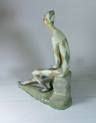 Vtg Lladro Nao Spain Harlequin w/ Mandolin Porcelain Figurine 14 