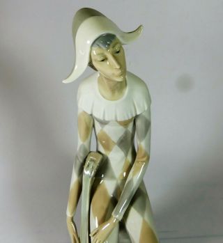 Vtg Lladro Nao Spain Harlequin w/ Mandolin Porcelain Figurine 14 