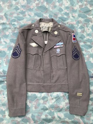 Wwii Us Army Ike Jacket 69th Infantry Division Cib Rare Tailored Laundry Marked