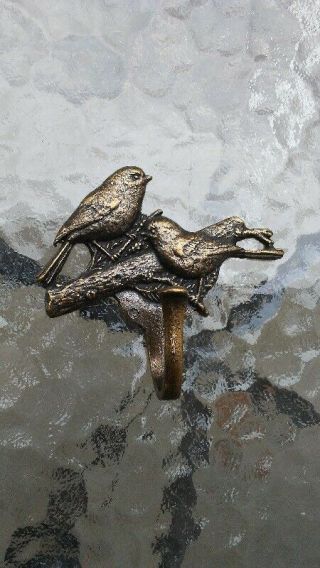 Bird Birds Cast Iron Coat Hat Towel Wall Hook Rustic Vintage Bronze Look