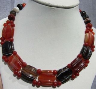 Collectable Scottish Banded Agate,  Carnelian Large Necklace