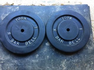 Vintage York Barbell 75lb Standard Weight Plates