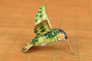 Old Cloisonne Hand Carved Hummingbird Bird Statue Netsuke Collectable