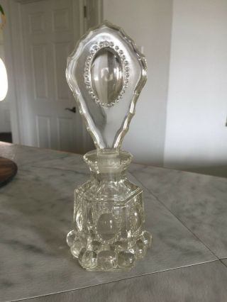 Vintage 1940 L E Smith Glass Bead Medallion Perfume Cologne Bottle