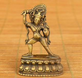 Asian Old Bronze Hand Carving Tibet Buddha Statue Figue Netsuke Table Decoration