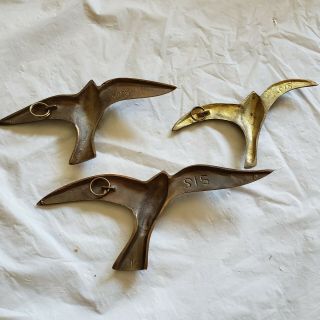 Vintage Mid Century Modern Brass Flying Birds Wall Hanging Art 2