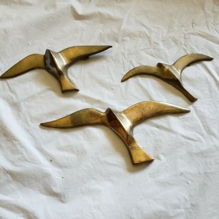 Vintage Mid Century Modern Brass Flying Birds Wall Hanging Art 7