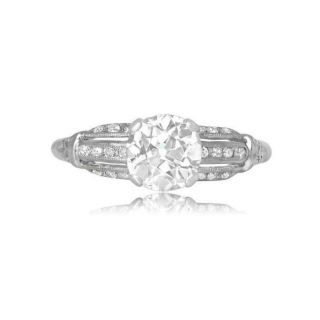 Certified Vintage Art Deco Old European 1.  1Ct Diamond Engagement ring 14k Gold 4