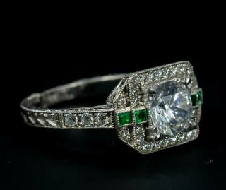 Edwardian Antique Vintage Art Deco 2.  4 Ct Diamond 14k White Gold Engagement Ring