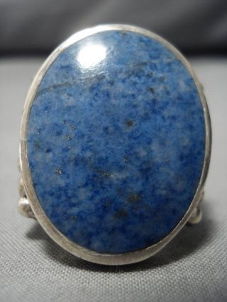 Stunning Vintage Navajo Denim Lapis Sterling Silver Native American Ring Old