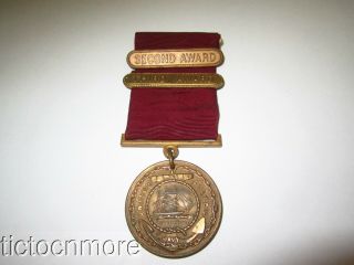 Us Wwii Usn Navy Good Conduct Ribbon Medal Named W/ 2nd & 3rd Award Bar