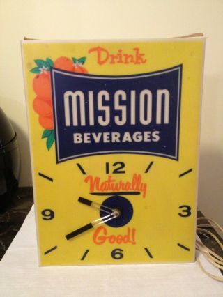 Vintage Mission Beverages Clock - Does Not Light But Clock