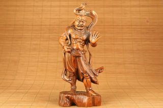 Antique old boxwood hand carving prince of Dharma statue table home decoration 2