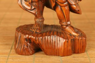 Antique old boxwood hand carving prince of Dharma statue table home decoration 4