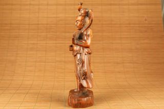 Antique old boxwood hand carving prince of Dharma statue table home decoration 5