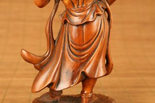 Antique old boxwood hand carving prince of Dharma statue table home decoration 8