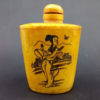Bone Painting The Erotic Figure Pattern China Exquisite Snuff Bottle A114
