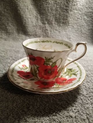 House Of Global Art Fine Bone China Tea Cup &saucer Made In England " August "