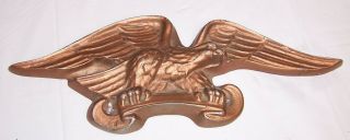 Vintage American Eagle Door Plaque,  Gold Metal Wall Hanging Figure