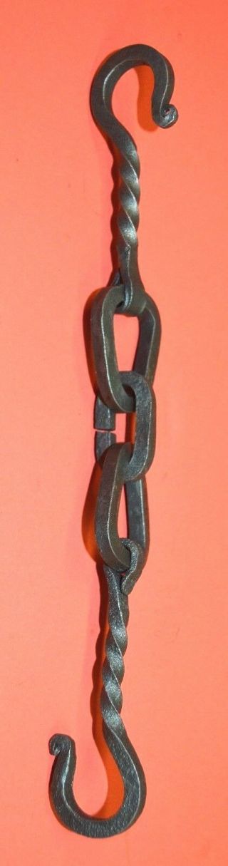 Chain With Hook Ends,  3 Links Hanger,  Wrought Iron Hand Forged By Blacksmiths