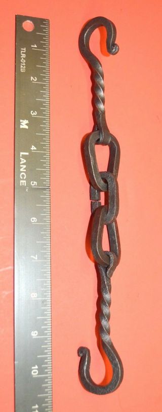 Chain with Hook Ends,  3 links hanger,  Wrought Iron Hand Forged by Blacksmiths 2
