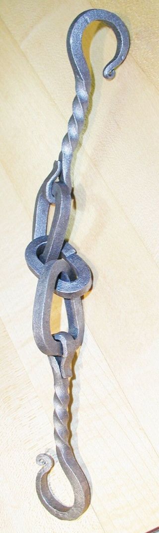 Chain with Hook Ends,  3 links hanger,  Wrought Iron Hand Forged by Blacksmiths 4