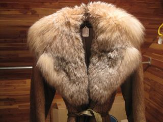 Vintage Mink & Nutria Fur Coat Leather Trim Mid Length with Belt Med. 4