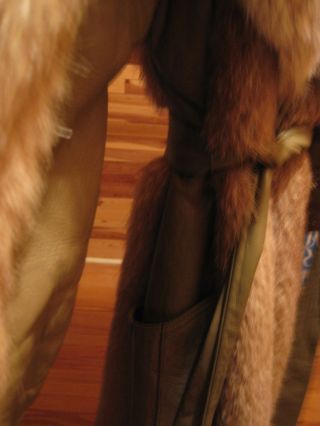 Vintage Mink & Nutria Fur Coat Leather Trim Mid Length with Belt Med. 6