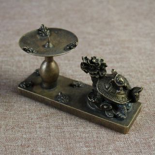 Pure Brass Candlestick Antique Bronze Bronze Crafts Dragon Turtle