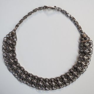 Antique Victorian Book Chain Choker Necklace Sterling Silver 925 Collar Cir 1900