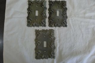 Single Switch Cover Plate/set Of 3/brass Color Flower Border Set M.  C.  &co.  3107