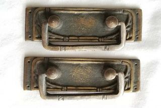 2 Vtg Antique Style French Ornate Brass Drawer Handles Pulls 3 - 1/4 " Wide H42