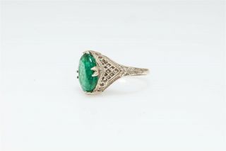 Vintage $5000 6ct Colombian Emerald 14k White Gold Filigree Ring 2