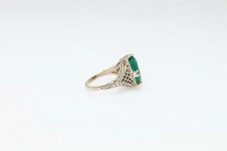 Vintage $5000 6ct Colombian Emerald 14k White Gold Filigree Ring 3