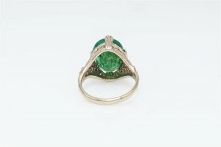 Vintage $5000 6ct Colombian Emerald 14k White Gold Filigree Ring 4