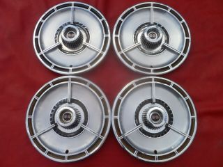 Vintage 1964 Chevy Nova Ss Chevelle Z16 Three Bar Spinner Hubcaps Wheel Covers