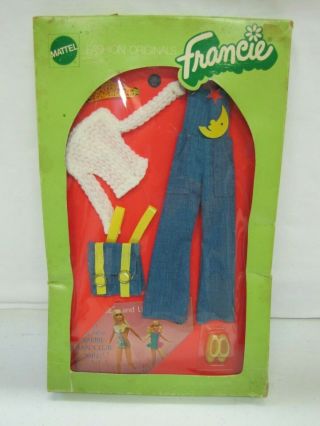 Nrfb Vintage Barbie 1972 Francie 3281 " Cool Coveralls " Outfit Backpack Clothes