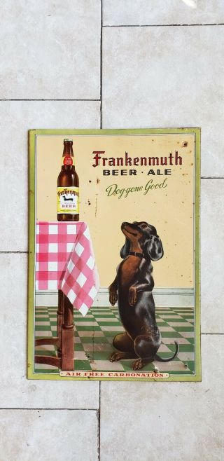 Rare Vintage C.  1930s Frankenmuth Michigan Beer Ale Tin Brewery Sign