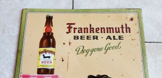 Rare Vintage c.  1930s Frankenmuth Michigan Beer Ale Tin Brewery Sign 2