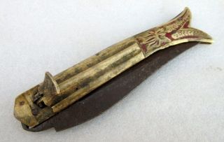 Antique Old Rare Brass Handle Spring Locking System Folding Pocket Knife