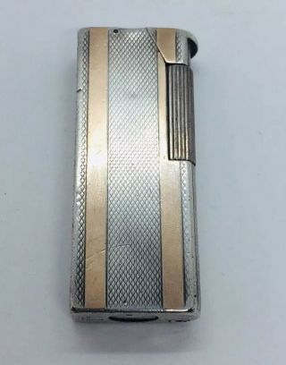 Dunhill Paris Antique French Sterling Silver & Yellow Gold Strips Lighter
