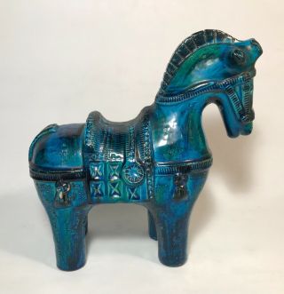 Vintage Bitossi Rimini Blue Horse Sculpture 10 - 1/4 