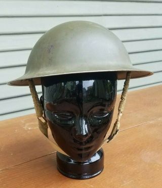 Ww2 Brodie Doughboy Helmet Stamped Dated C.  L.  /c.  5.  5 1942 With Liner & Strap