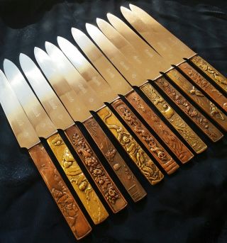 12 Kozuka Dinner Knives (christofle Inox Blades)