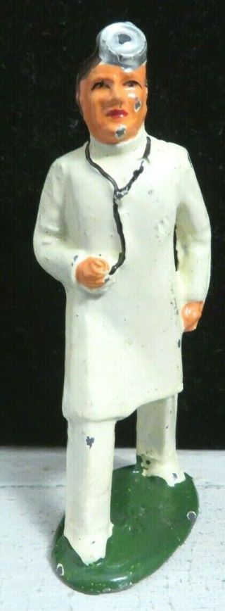 Vintage Barclay Lead Toy Soldier Surgeon With Stethoscope B - 103 Paint