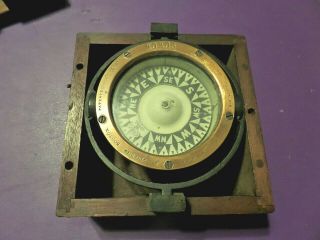 Vintage Antique Maritime Marine Boat Ship Compass Wooden Box E.  S.  Ritchie & Sons