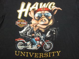Vtg 80s 3d Emblem Harley Davidson Hawg University Hog Biker Tee T Shirt Xl ?