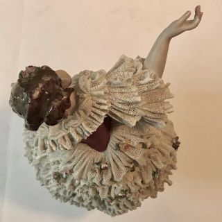 Vintage VOLKSTEDT DRESDEN FULL LACE Figurine DANCING LADY Germany 12” 5