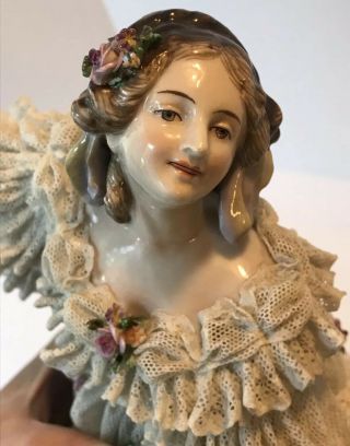 Vintage VOLKSTEDT DRESDEN FULL LACE Figurine DANCING LADY Germany 12” 7