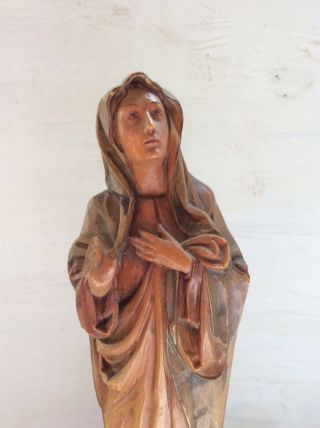 Vtg Anri Wood Carving Rare Mother / Lady Of Sorrows Hand Carved Wood Italy 11 In